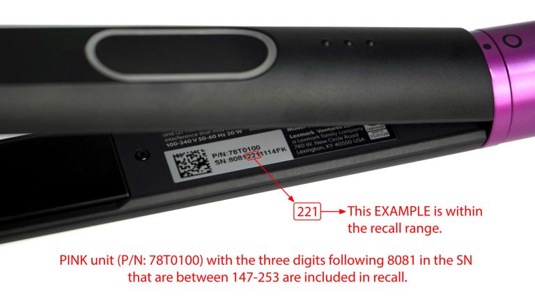 Grey Styler serial number 147-253 in digital 5-7 in recall range